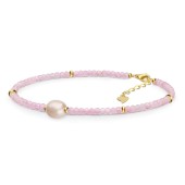 Bratara argint placat cu aur galben cu cristale roz si perla si DiAmanti CN086BY-AS